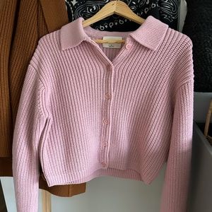 Aritzia Wilfred light pink crop cardigan